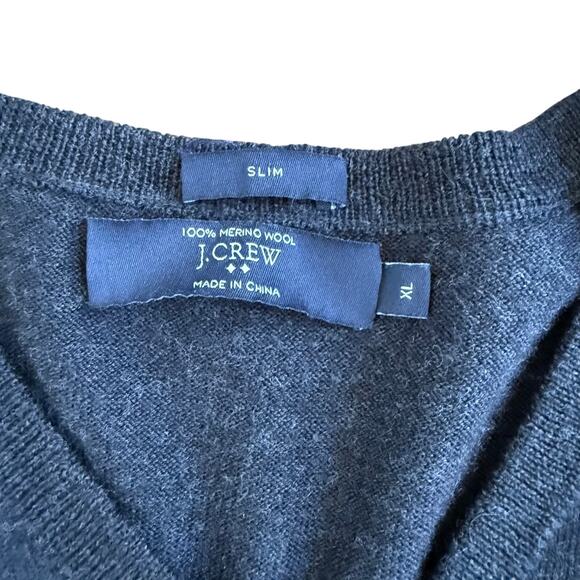 J.Crew Factory Slim Fit Merino Wool Sweater Mens Size XL 100% Wool Pullover Gray - Picture 2 of 2